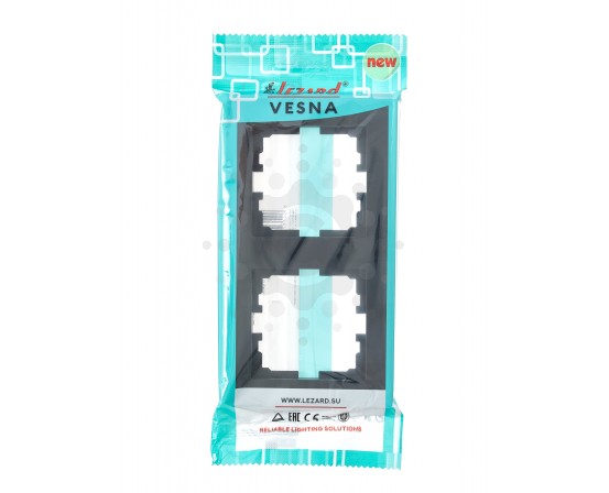 Рамка двойная вертикальная черная Lezard серия Vesna 742-4200-152 фото 4